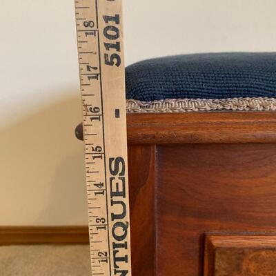 Stunning Antique Needle Point Solid Wood Stool w/ storage