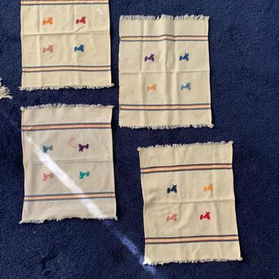 Two Embroidered Tablecloths w/ Matching Napkins