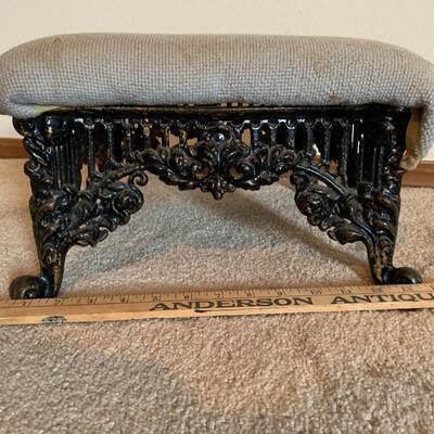 Wrought Iron Foot Stool w/ Needle Point