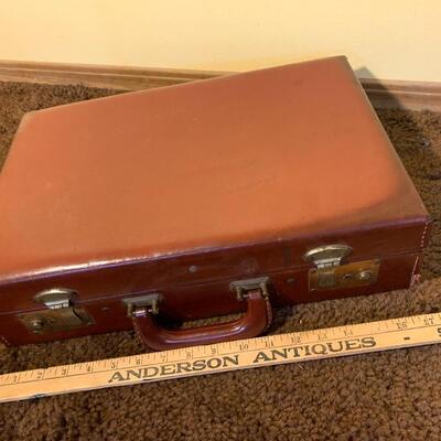 Vintage Metal Box and Leather Briefcase