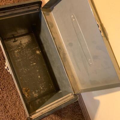 Vintage Metal Box and Leather Briefcase