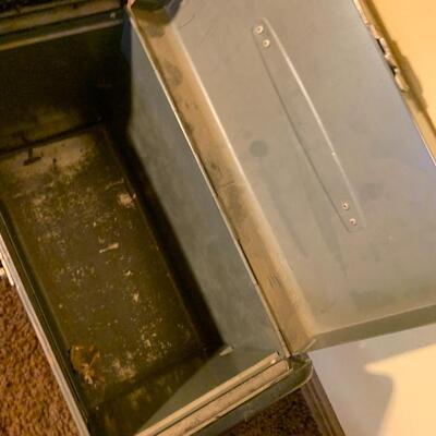 Vintage Metal Box and Leather Briefcase