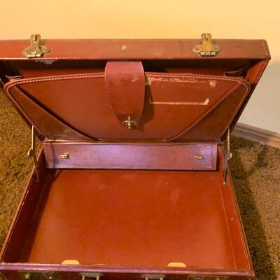 Vintage Metal Box and Leather Briefcase