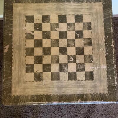 Well used vintage checker board card table