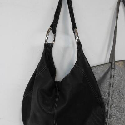 7 pc Purses Lot: Black & Gray purses plus 1 purse organizer