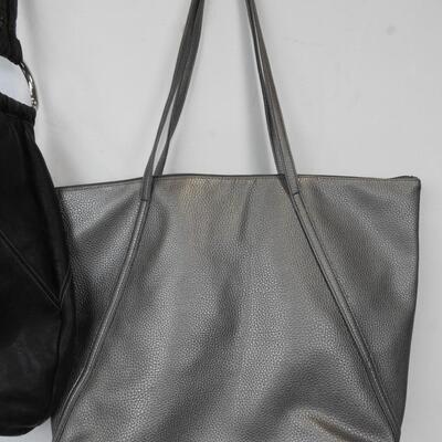 7 pc Purses Lot: Black & Gray purses plus 1 purse organizer