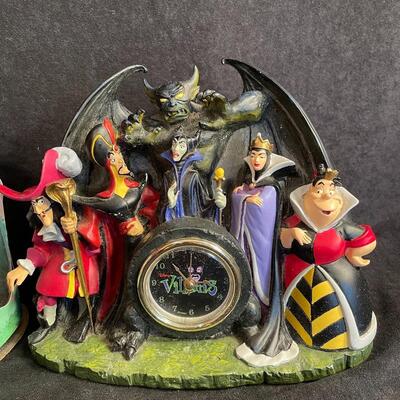 Lot 40  Disney Villains Clock plus Maleficent Figurines