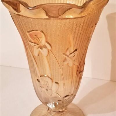 Lot #26  Pair of Vintage Iris & Herringbone Flashed Vases