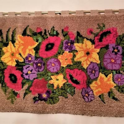 Lot #30  Groovy Mid-Century Hooked Rug Wall Hanging