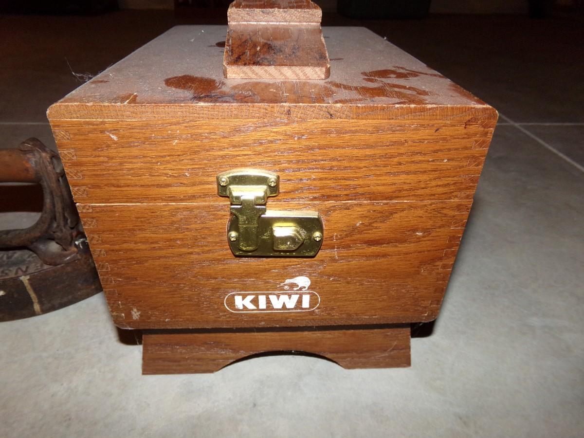 Vintage wooden shoe shine box