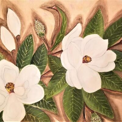 Lot #42  Oil on Canvas - Magnolias