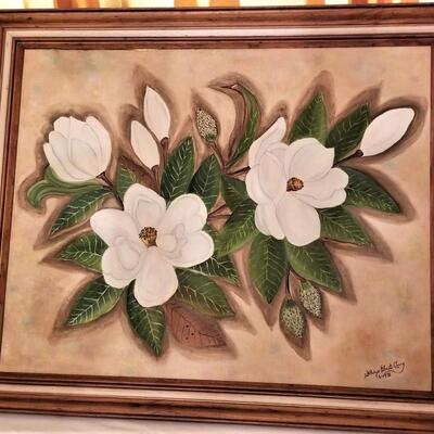 Lot #42  Oil on Canvas - Magnolias