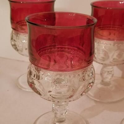 Lot #44 Set of Four King's Crown Ruby flashed Goblets