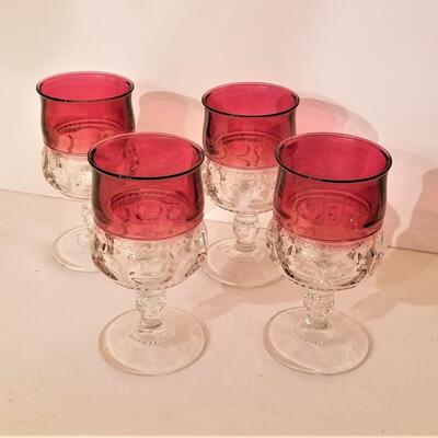 Lot #44 Set of Four King's Crown Ruby flashed Goblets