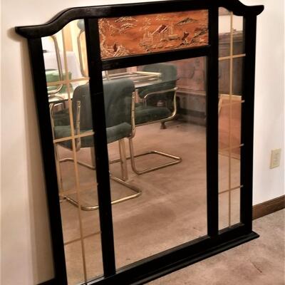 Lot #48  Heavy Wall Mirror with Asian Styling
