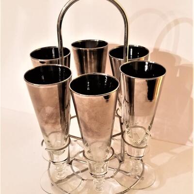 Lot #50  Set of Mid Century Pilsner Glasses on original Stand