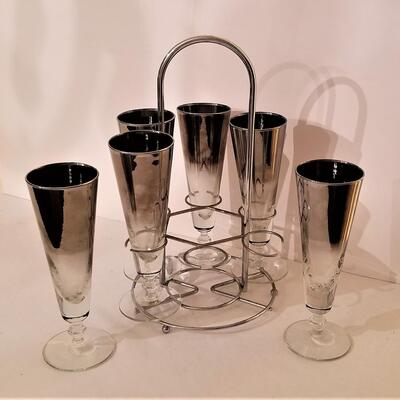 Lot #50  Set of Mid Century Pilsner Glasses on original Stand