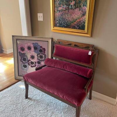 Lot 4: Red Chair & Art Selection