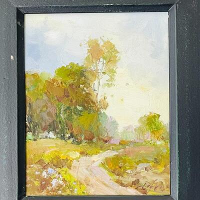 LOT 17   SIGNED AMERICAN IMPRESSIONIST PLEIN AIRE PAINTING BLACK & GOLD FRAME #2