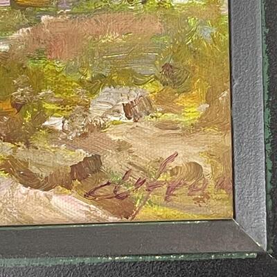 LOT 17   SIGNED AMERICAN IMPRESSIONIST PLEIN AIRE PAINTING BLACK & GOLD FRAME #2