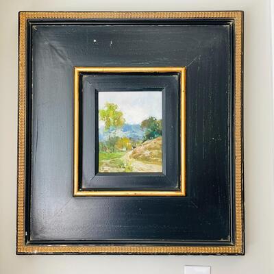 LOT 18  SIGNED AMERICAN IMPRESSIONIST PLEIN AIRE PAINTING BLACK & GOLD FRAME #3