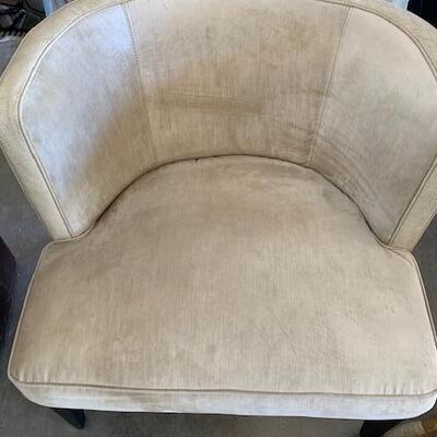 LOT 19  Pair Curved Back Side Chairs Cream Fabric Faux Snake Skin Back