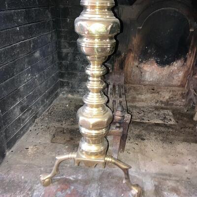 Solid Brass Antique Andirons