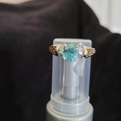 Blue Zircon ring 14k