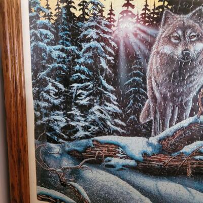 Hidden wolf puzzle framed