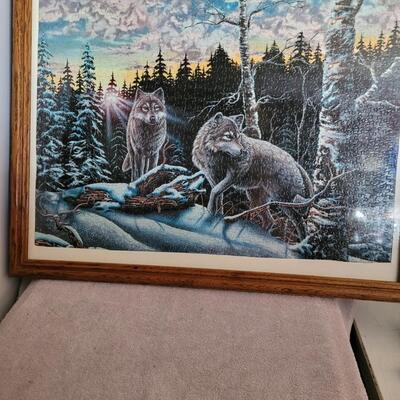 Hidden wolf puzzle framed