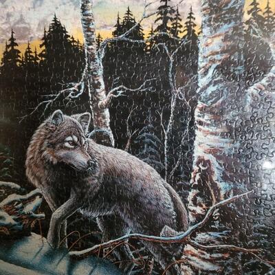 Hidden wolf puzzle framed