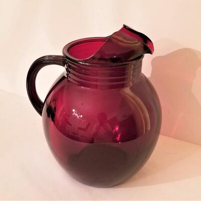 Lot #57  Vintage Ruby Glass Pitcher