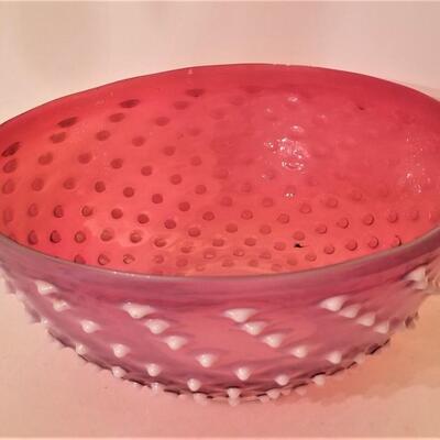 Lot #57  Vintage Cranberry Hobnail Glass Shade - probably Fenton