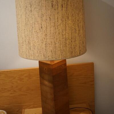 MID CENTURY MODERN STYLE WOODEN LAMP RECTANGLE WITH FABRIC SHADE