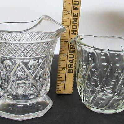 Vintage Imperial Cape Cod and Anchor Hocking Beaded Bar Milk Pitchers