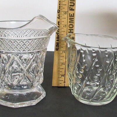 Vintage Imperial Cape Cod and Anchor Hocking Beaded Bar Milk Pitchers