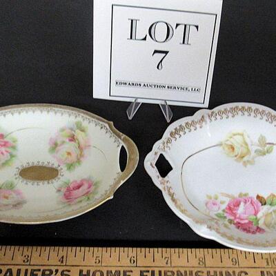 2 Old Floral Small Candy Bowls, Marked Bavaria and Germany