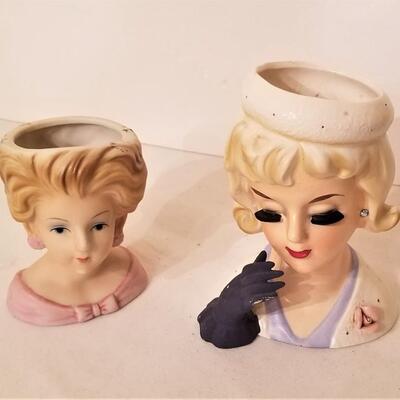 Lot #63  Two Vintage Lady Head Vases