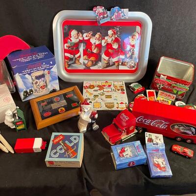 Lot 55 Coca-Cola Christmas Truck, Tray, Ornaments and Magnets