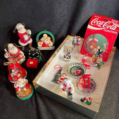 Lot 58  Coca-Cola Christmas Ornaments and Coasters