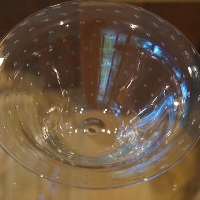 SWEDISH ART GLASS CRYSTAL GLASS BOWL WITH BUBBLES SIGNED