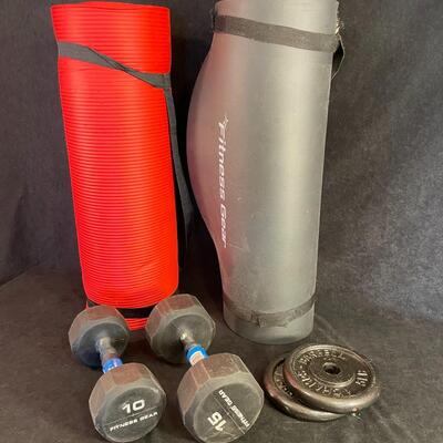 Lot 75  Pair of Yoga Mats and Weights