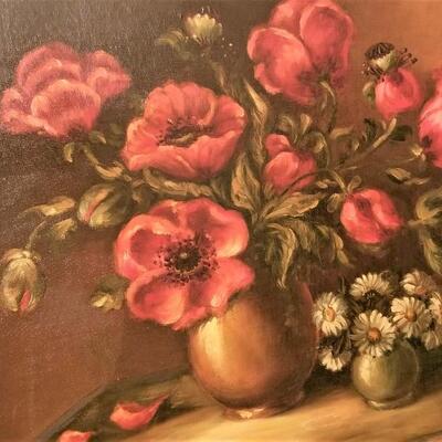 Lot #79  Original Oil on Canvas - Floral - dated 1973