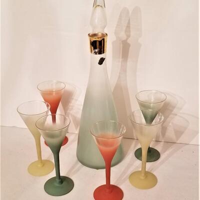 Lot #80  Great MidCentury West Virginia Glass Co. Decanter & Glasses