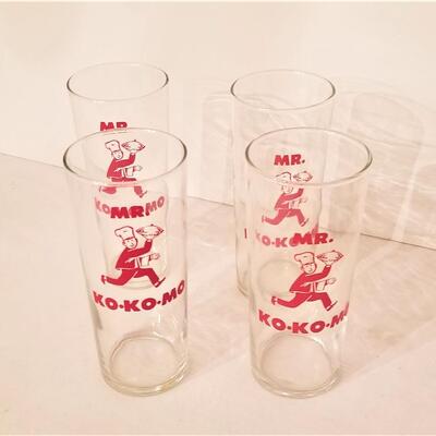 Lot #83  Set of 4 Vintage Advertising Glasses - Mr. Ko-Ko-Mo