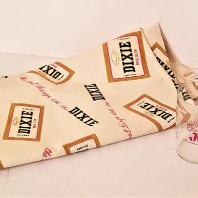Lot #88 Vintage Beer Lot - DIXIE Beer fabric, JAX Beer glass & bottle