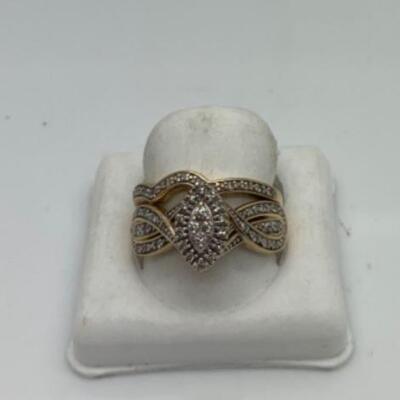 Vintage 14 k gold ring with diamonds 8 .2 g  size 7 1/1