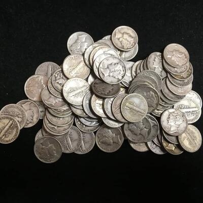 10 $ / 100 Silver Mercury dimes reserve set
