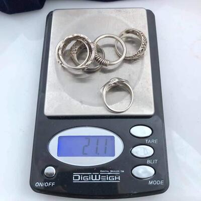 5 Sterling silver rings 21.1 g
