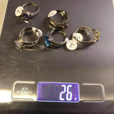 5 sterling silver rings